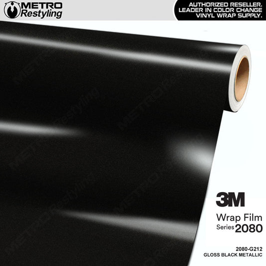 3M 2080 Gloss Black Metallic Vinyl Wrap | G212