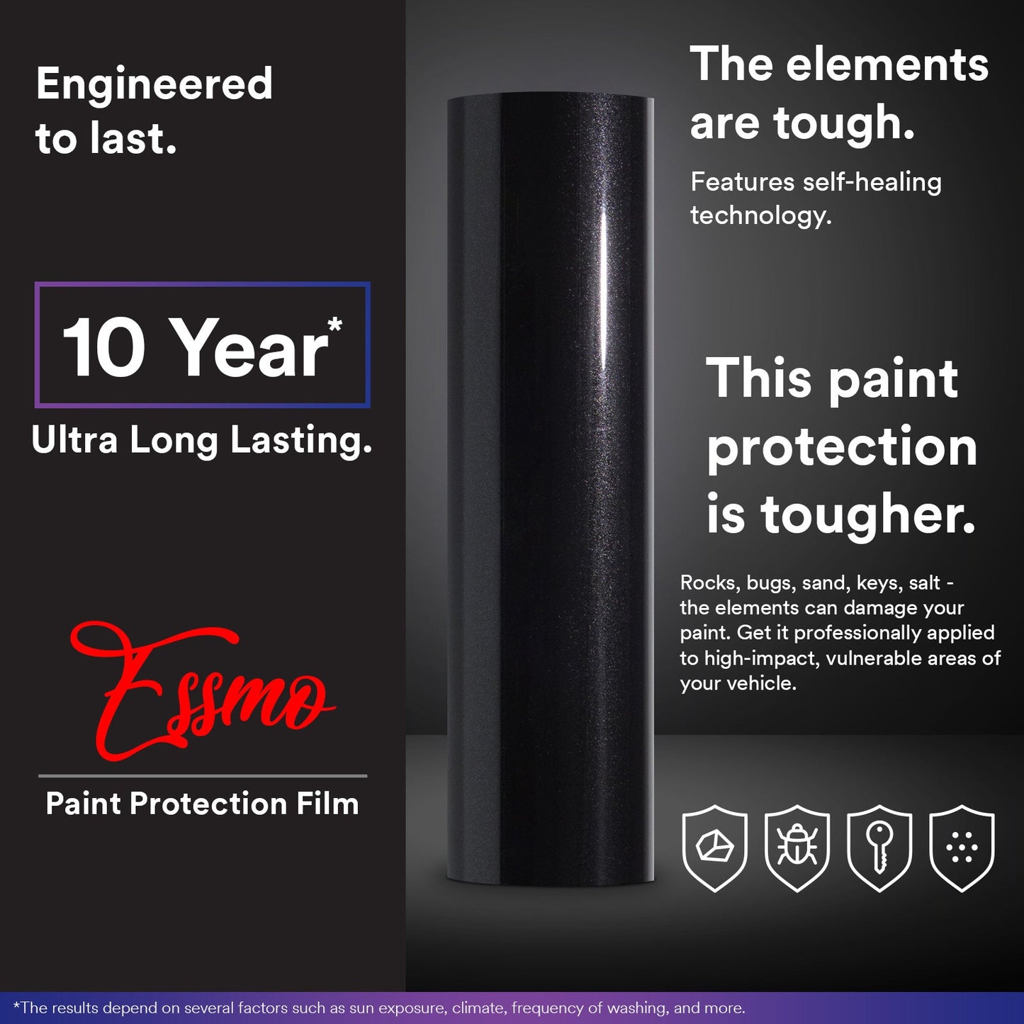 ESSMO Black Silver Metallic Paint Protection Film Gloss