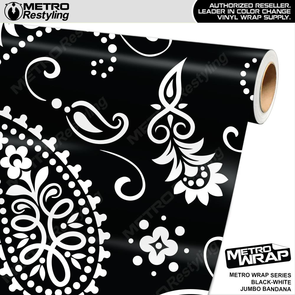 Metro Wrap Jumbo Bandana Black White Vinyl Film