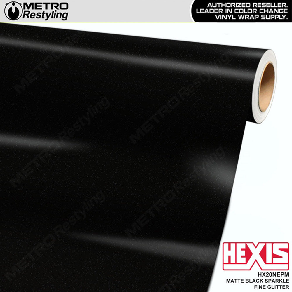 Hexis Matte Black Sparkle Fine Glitter Vinyl Wrap | HX20NEPM