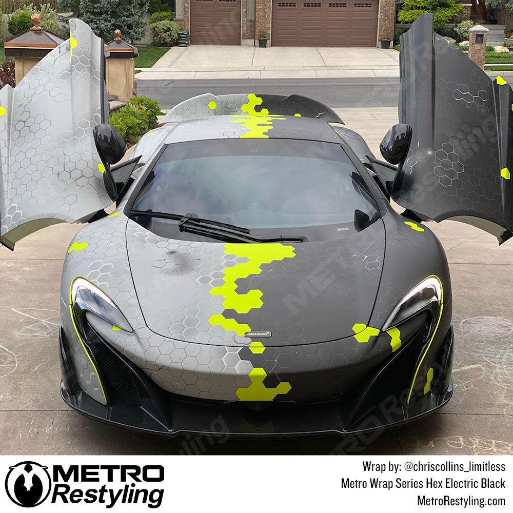 Metro Wrap Hex Electric Black Camouflage Vinyl Film