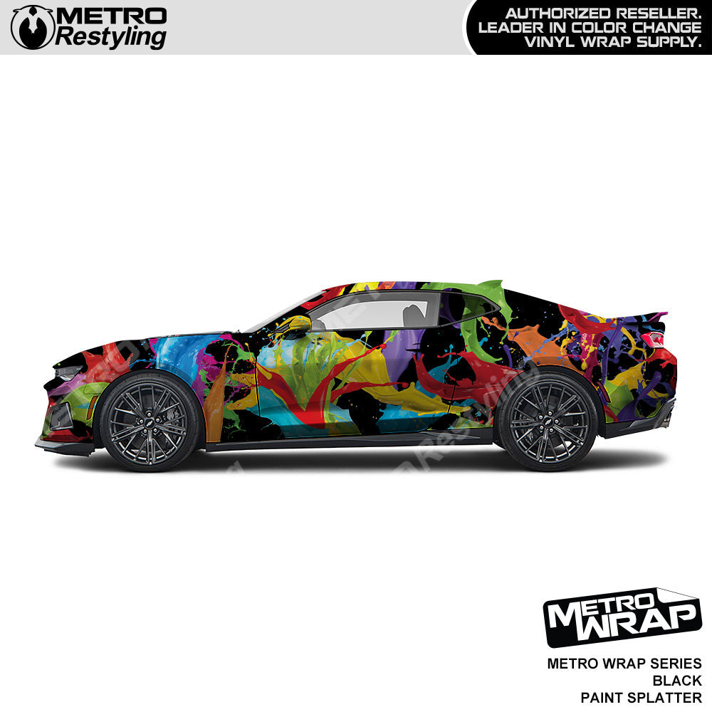 Metro Wrap Black Paint Splatter Vinyl Film