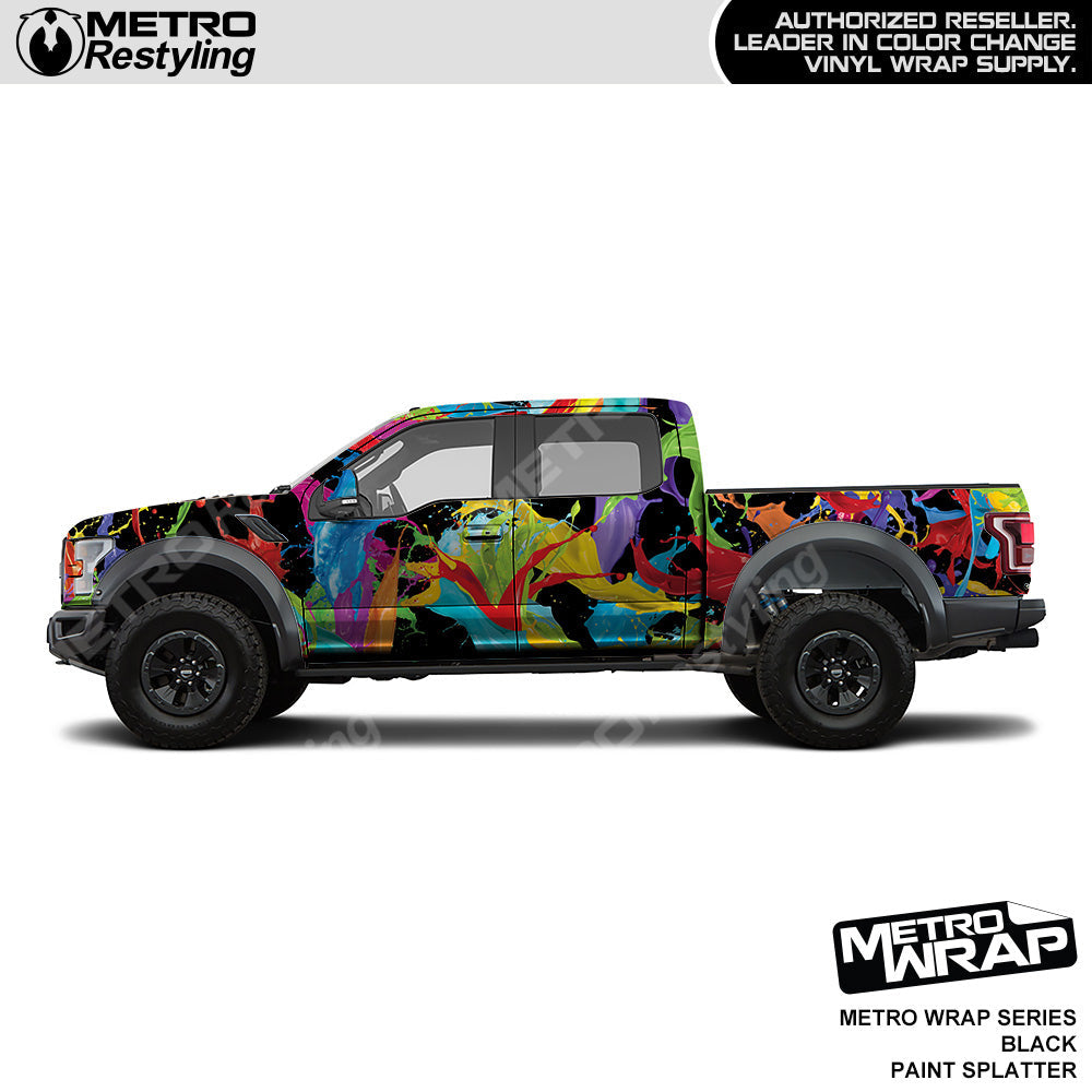 Metro Wrap Black Paint Splatter Vinyl Film